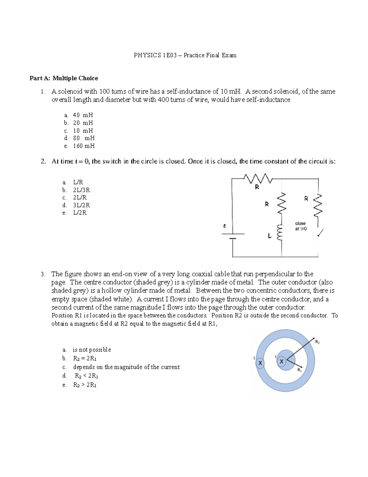 PHYSICS 1E03 Practice Final Exam - Multiple Choice Questions 2021 - Studocu