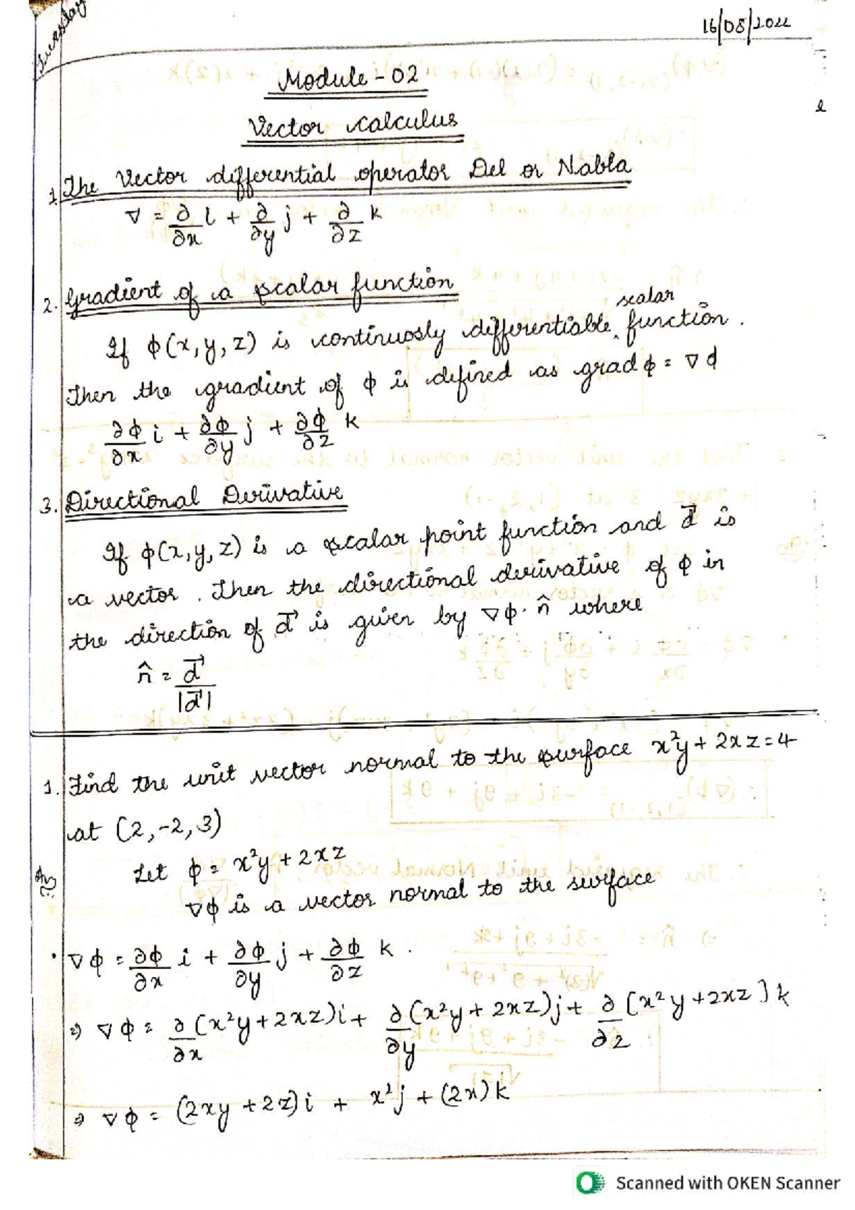Module 02 Vector Calculus Lecture Notes: Gradient, Divergence, and Curl ...