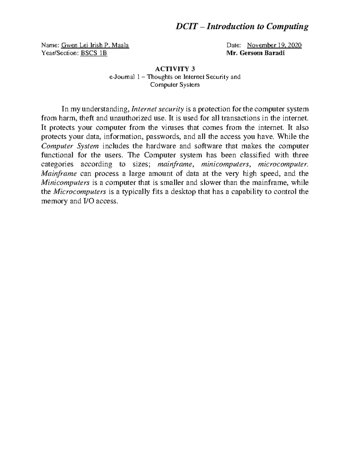 DCIT Activity 5: System Software in the 20th Century - Maala BSCS 1B ...