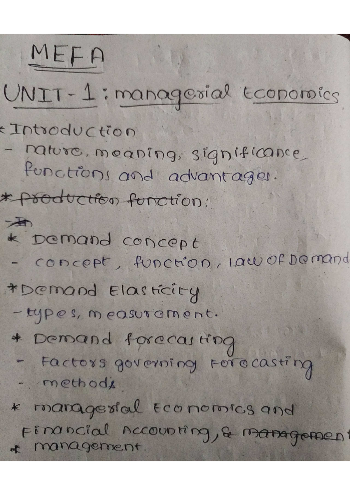 MEFA UNIT1 Notes: Demand Types and Managerial Economics Insights - Studocu