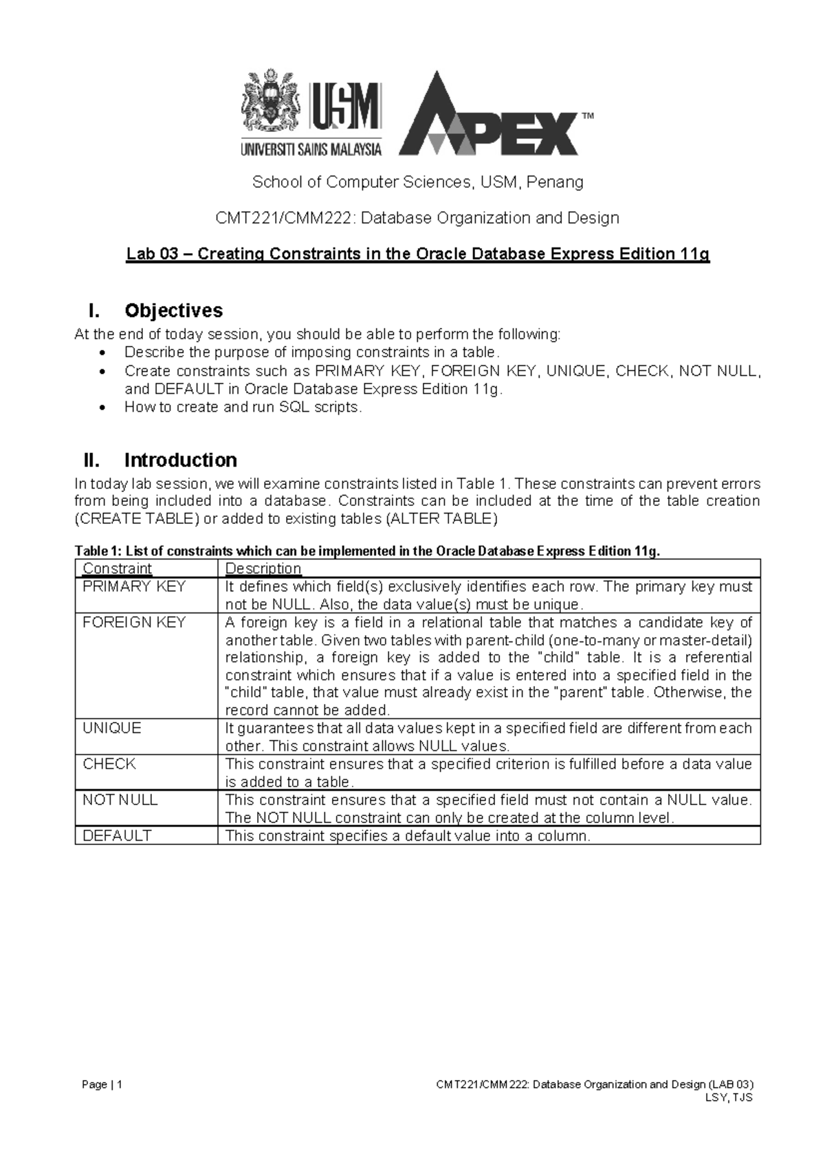 Lab 03 - sql - Page | 1 CMT221/CMM222: Database Organization and Design ...