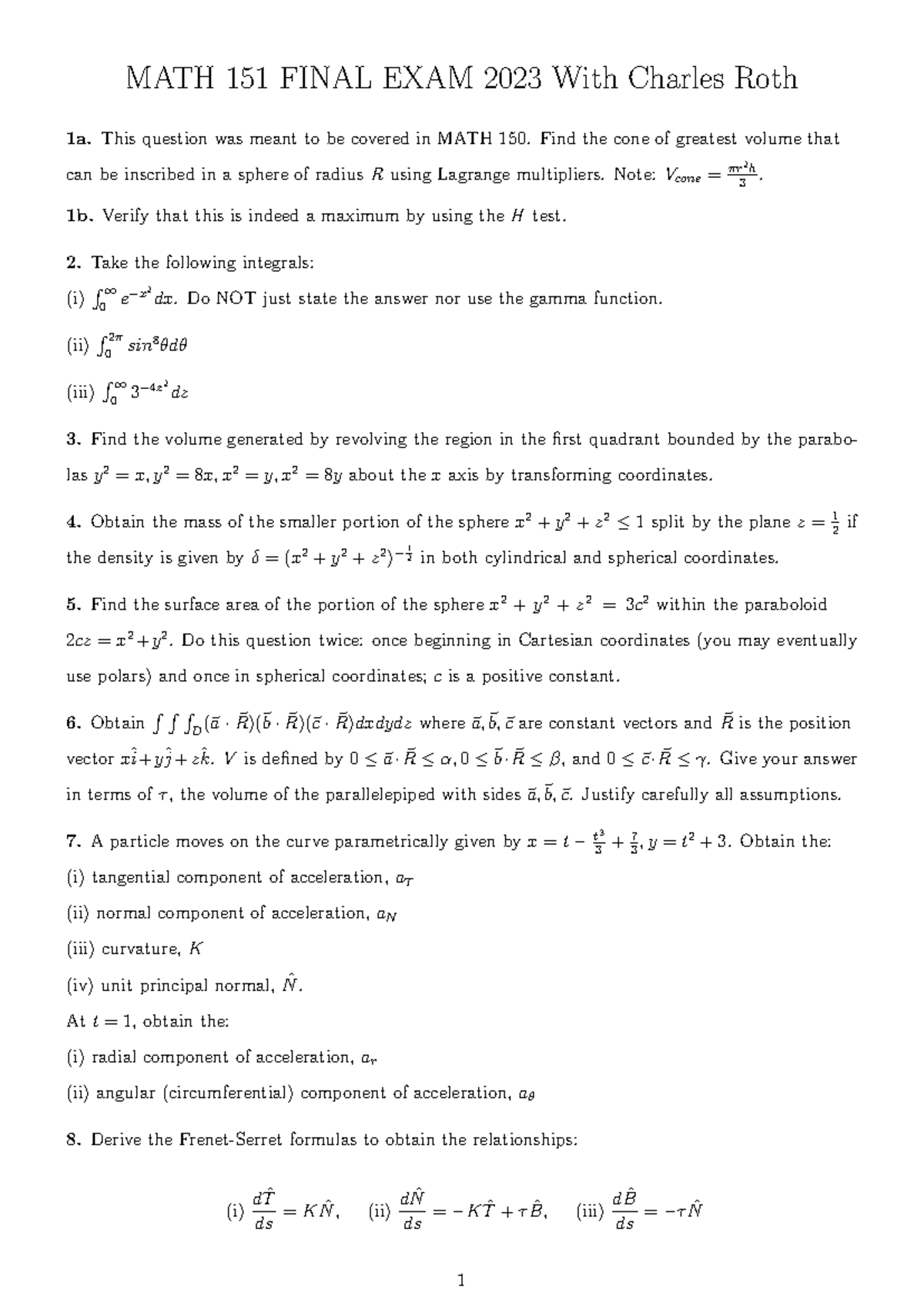MATH 151 Final Exam Review 2023: Key Concepts & Problems - Studocu