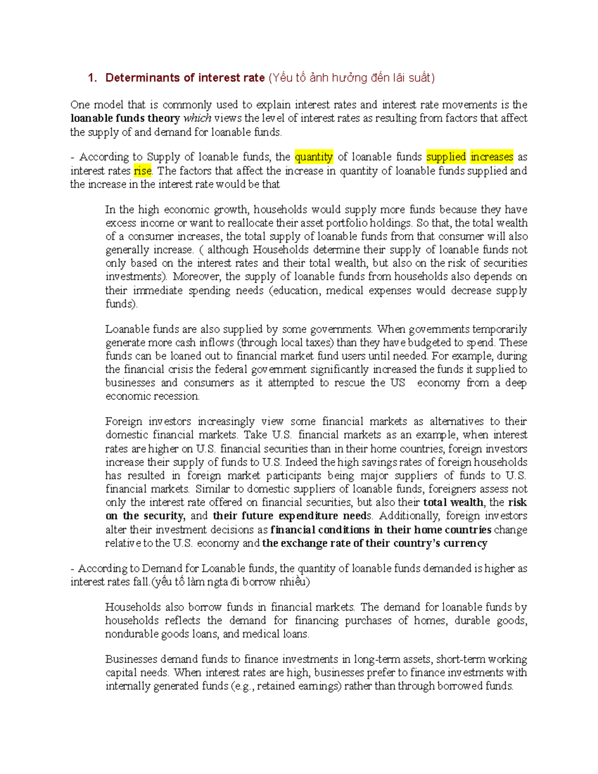 FIM- review question - essay practice - Determinants of interest rate ...