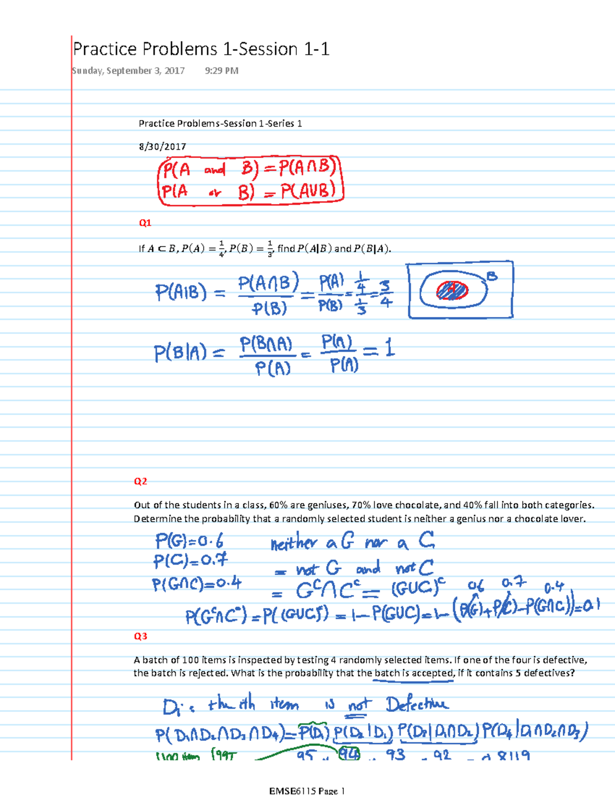 Practice Problems 1-1Soln - Practice Problems Sunday, September 3, 2017 ...