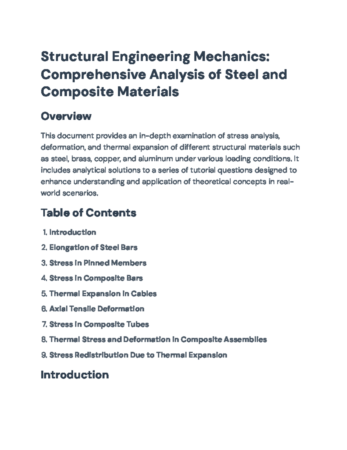 Structural Engineering Mechanics: Analysis of Steel & Composite ...