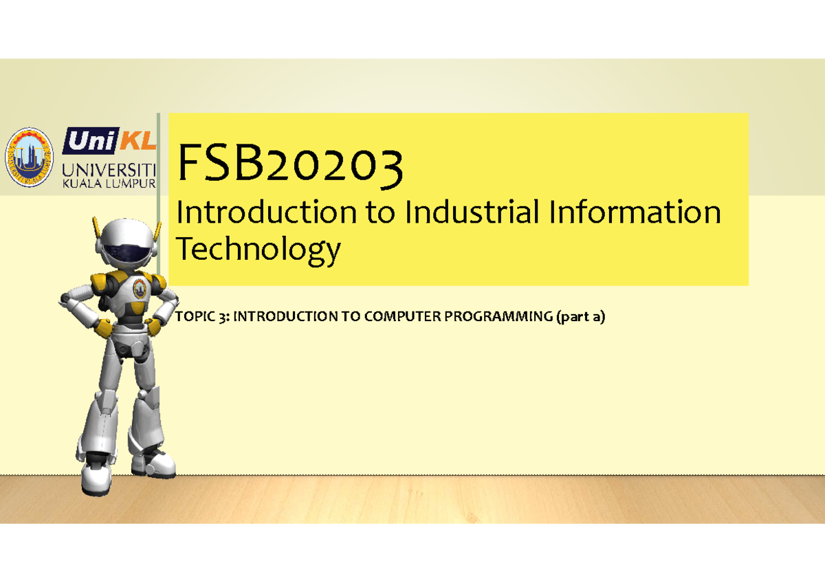 Topic 3a - iiot - FSB20203 Introduction to Industrial ...