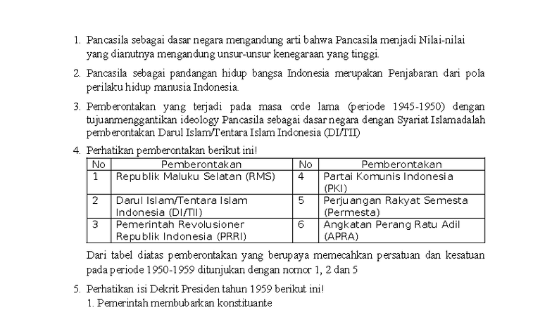 Kisi-Kisi PKN 9: Pancasila dan Perjuangan Bangsa Indonesia - Studocu