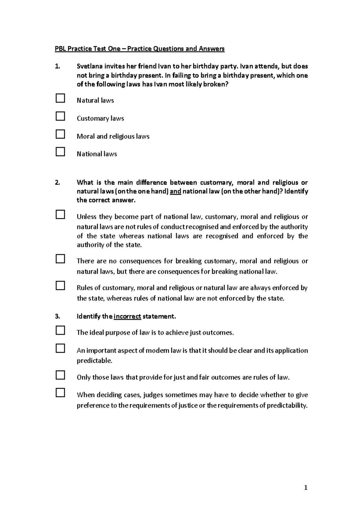 PBL 101 Final Exam Practice Questions and Answers - Studocu