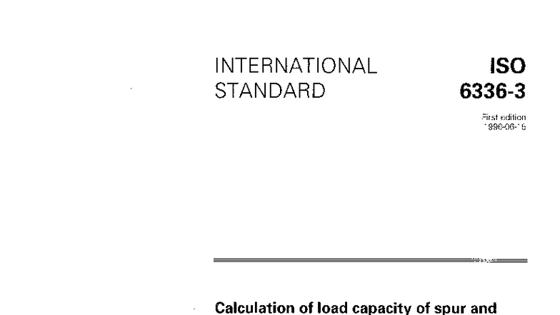 ISO 6336-3:1996 - Calculation of Tooth Bending Strength in Gears - Studocu