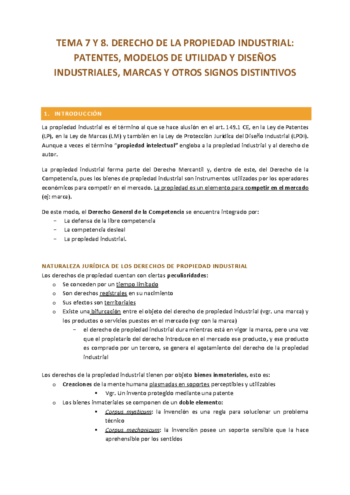 Tema 7 y 8: Derecho de la Propiedad Industrial y sus Modalidades - Studocu