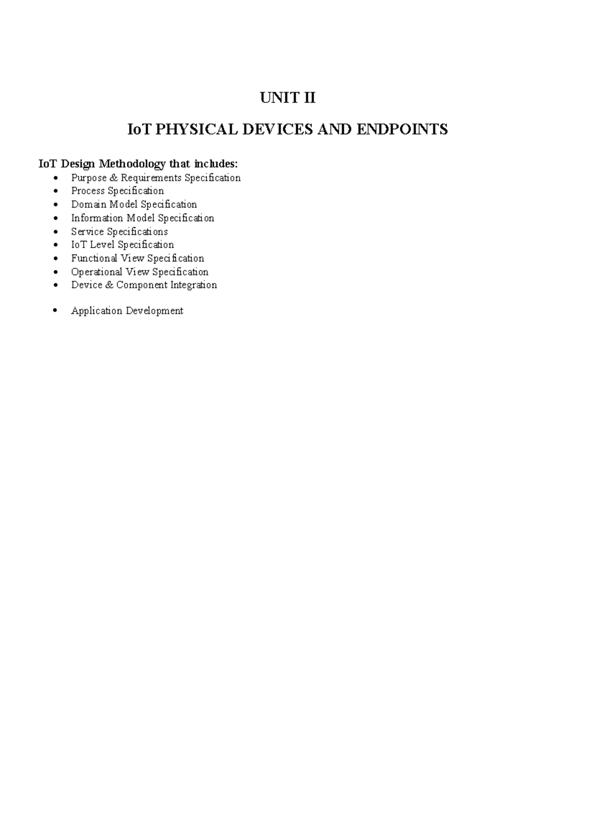IoT Design Methodology: Unit II Study Notes - Studocu