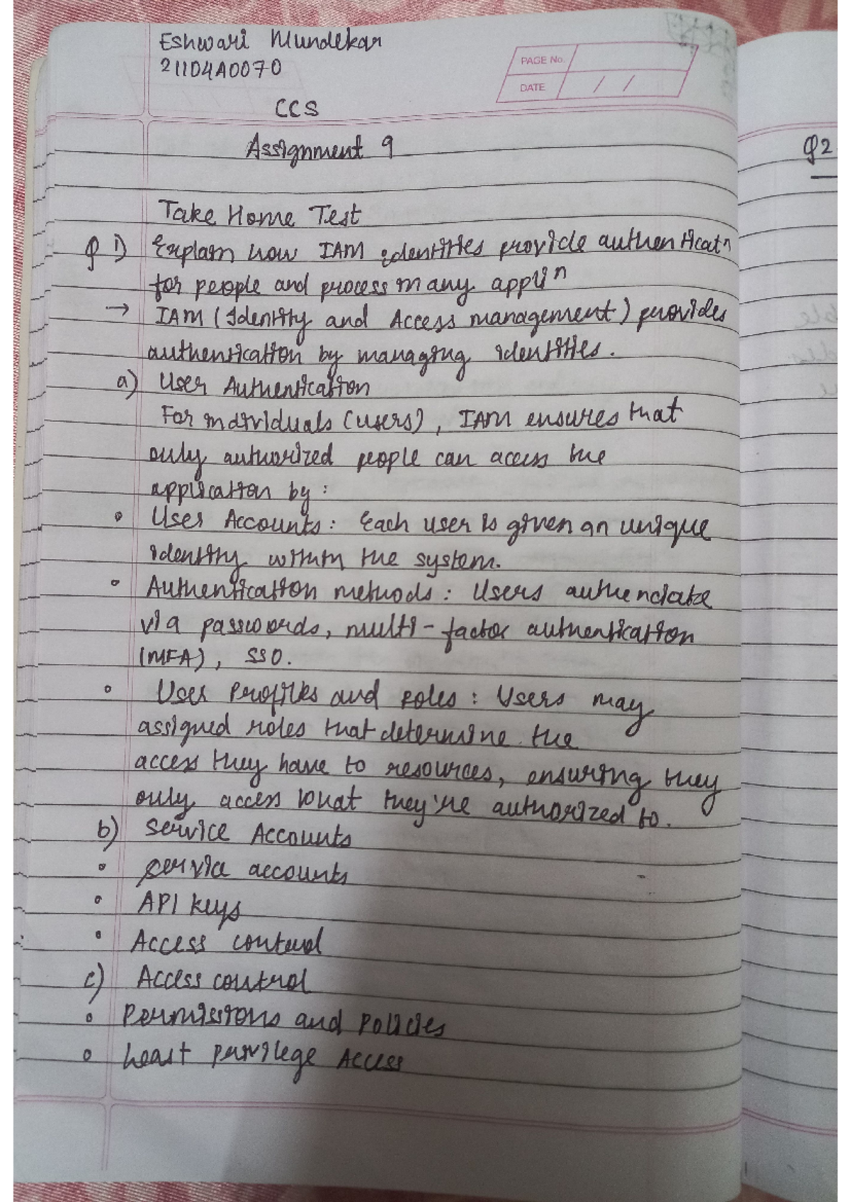 CCS assignment 9 esh - dfa - Eshwari mundekar 21104A0070 PAGE No. DATE ...
