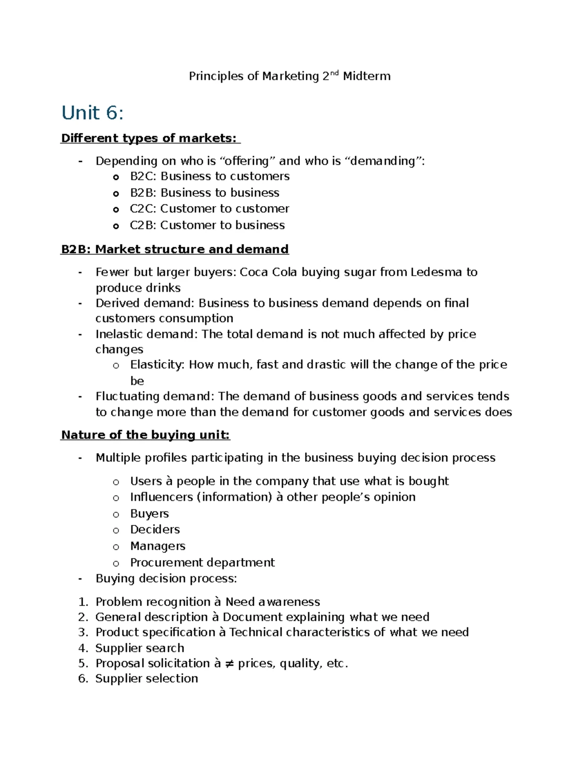 Principles of Marketing (MKT 101): Midterm Study Guide on Key Concepts ...