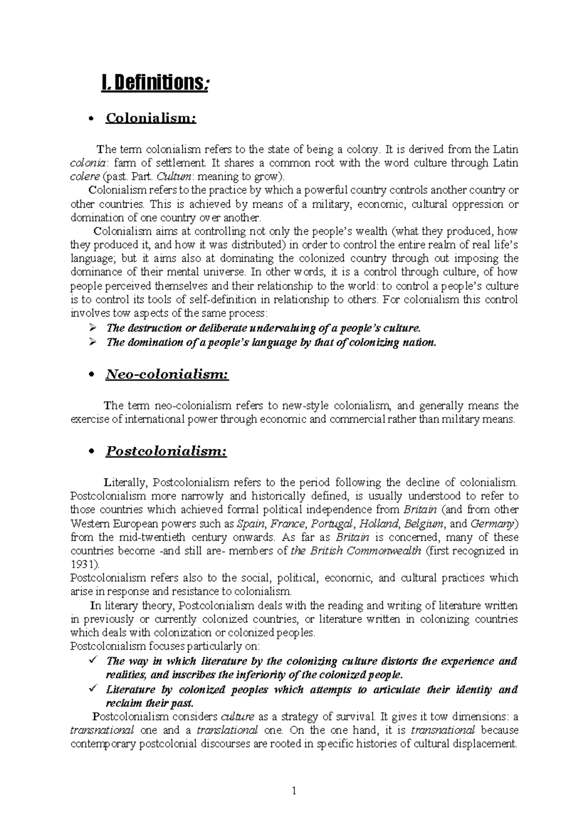 Postcolonialism: Key Concepts and Theories - Notes (Course Code: PC101 ...