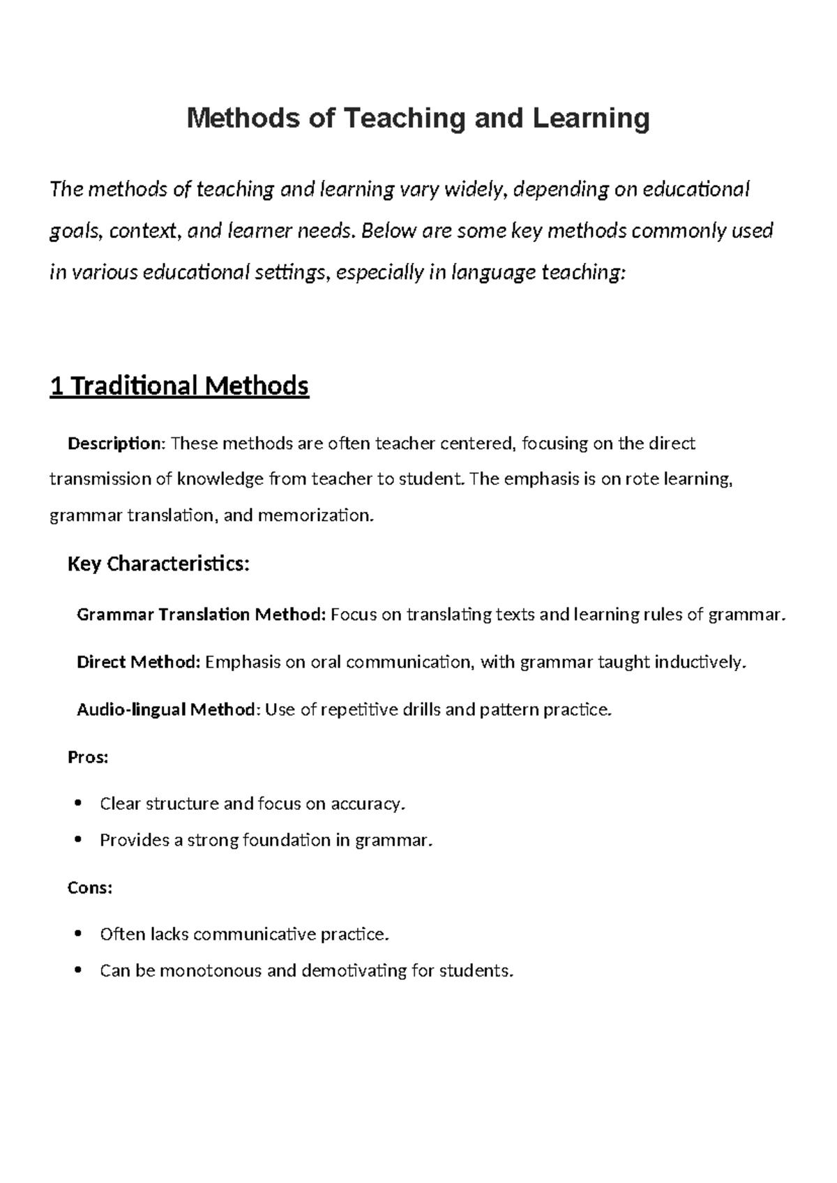 Methods of Teaching and Learning in Language Education: Approaches ...