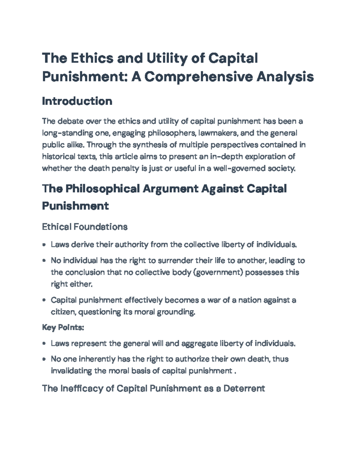 Ethics & Efficacy of Capital Punishment: A Comprehensive Study - Studocu