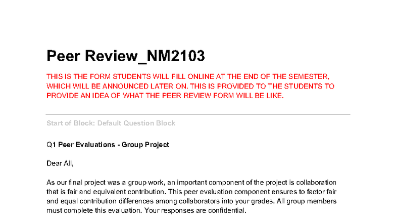 Peer Review Form NM2103 - Peer Review_NM 2103 THIS IS THE FORM STUDENTS ...