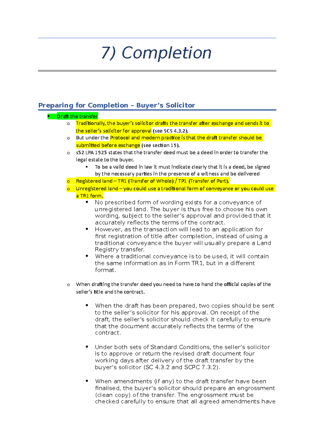 7) Completion Process Overview for Conveyancing Practitioners - Studocu