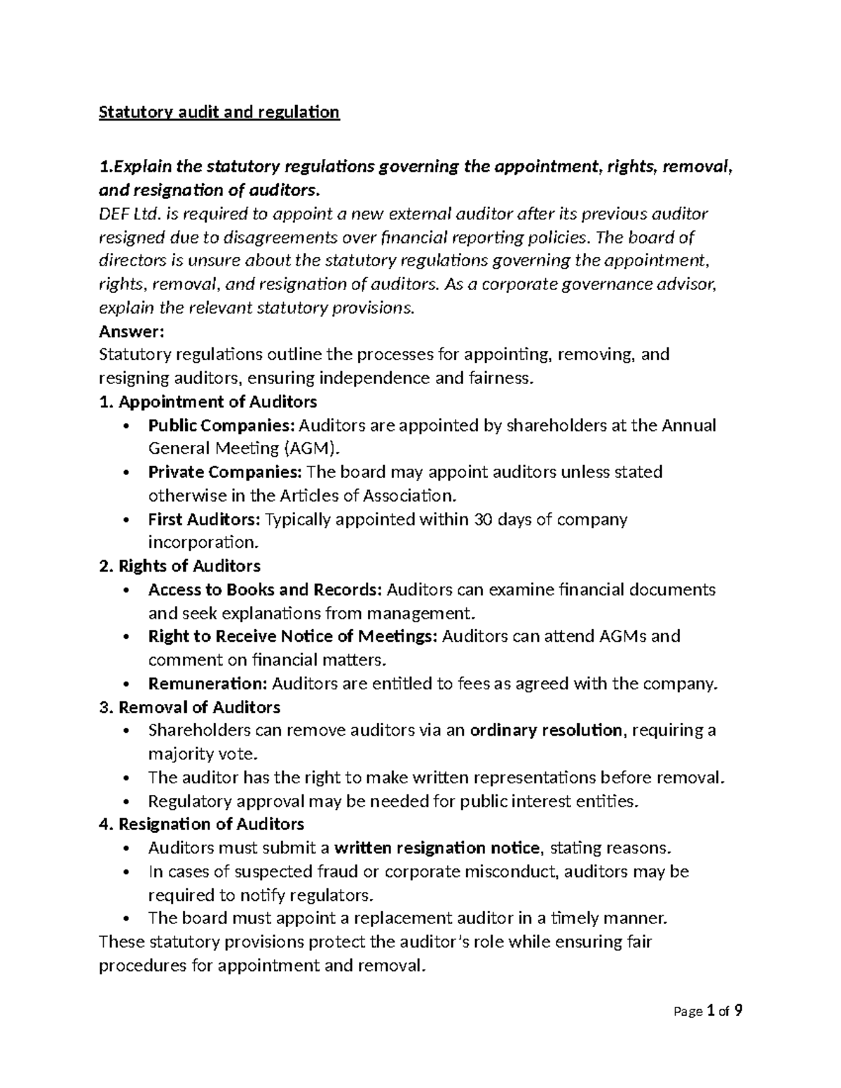 Statutory Audit Regulations: Appointment, Rights, and Duties Explained ...