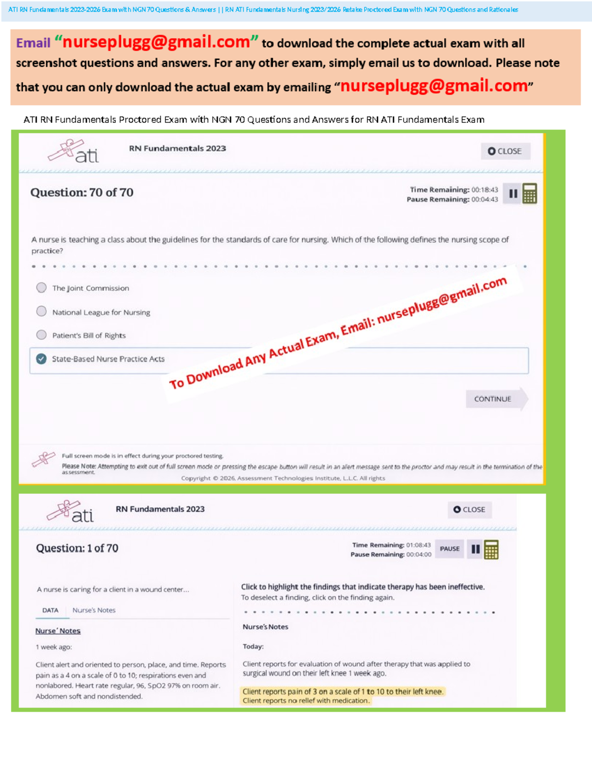 ATI RN Fundamentals Proctored Exam NGN 70 Questions & Rationales - Studocu