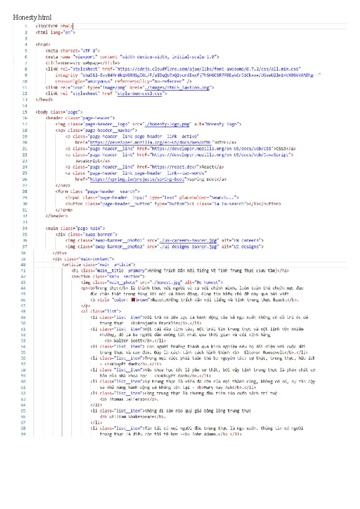 Honesty - html css - Honesty 1 2 3 4 - Studocu