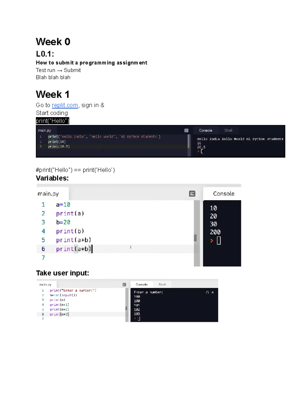 Python Notes Upto Week-2 - Week 0 L0: How to submit a programming ...