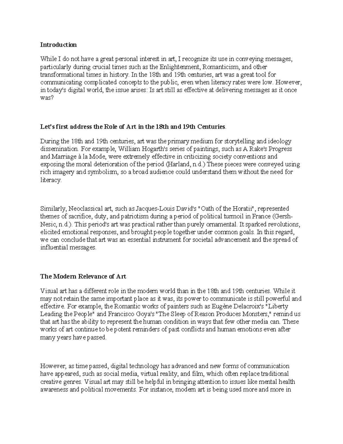 AHIST 1401 Learning Journal: The Role of Art Through History - Studocu