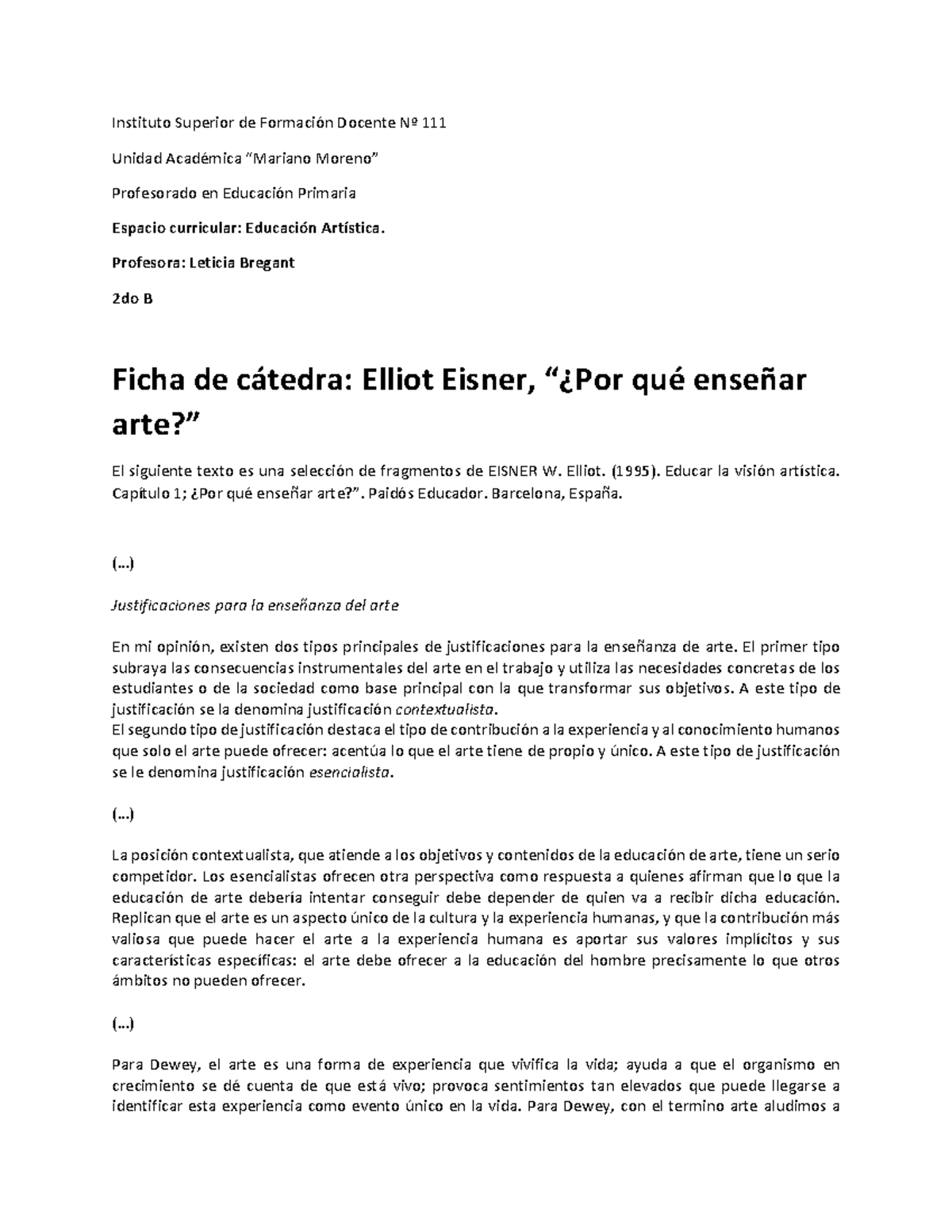 Eisner - Educar la Visión Artística: Capítulo 1 Resumen y Análisis ...