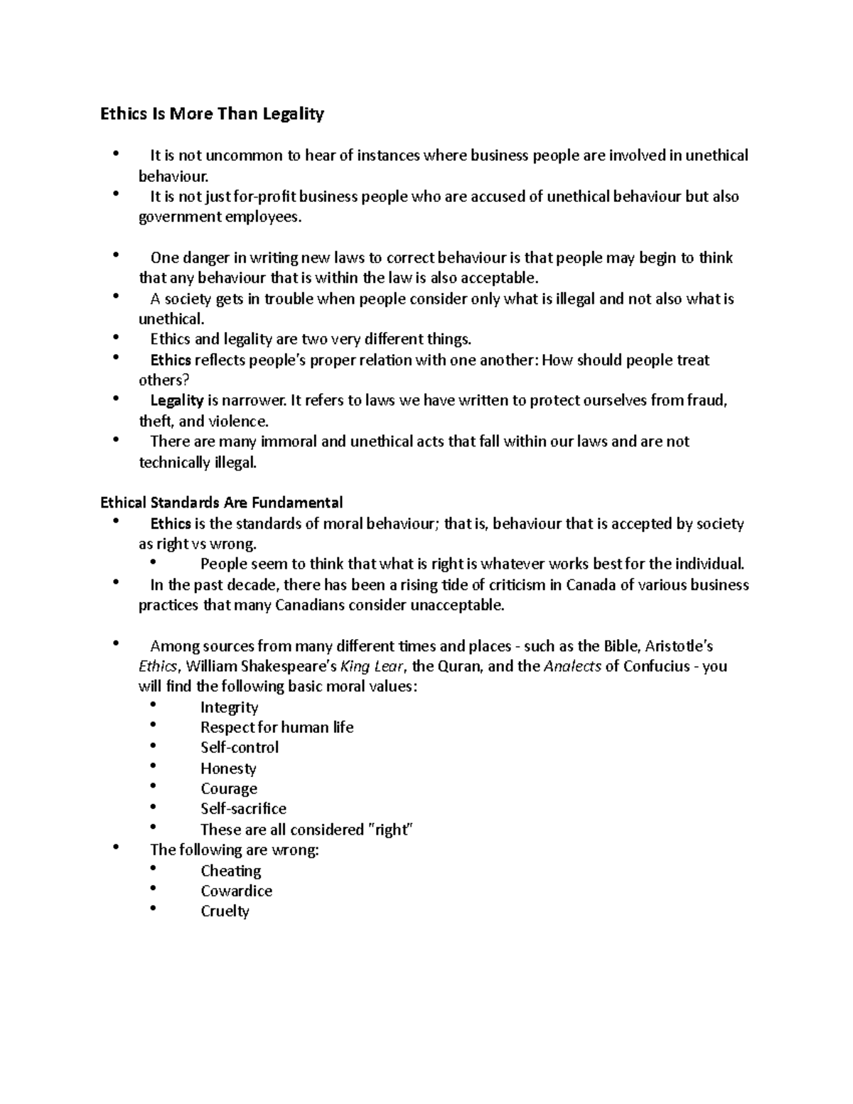 Chapter 5 - Lecture notes 3 - Ethics Is More Than Legality - Studocu