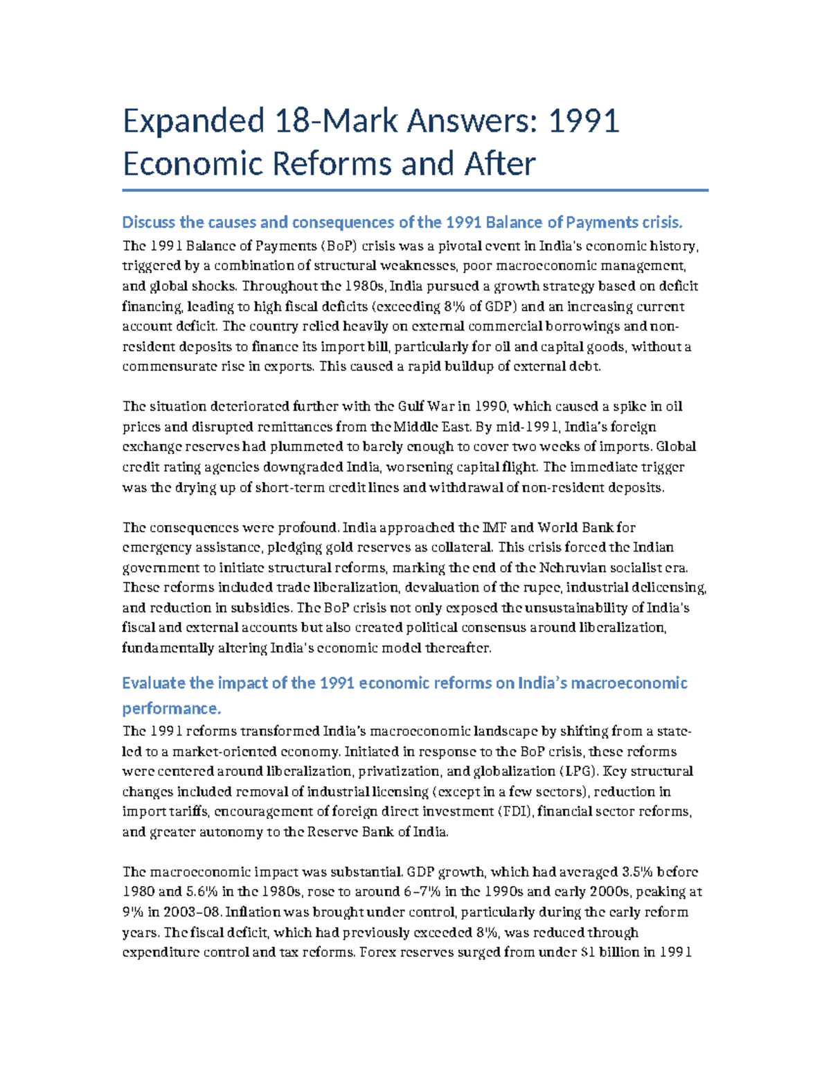 1991 Reforms: Causes, Consequences, and Macroeconomic Impact Analysis ...