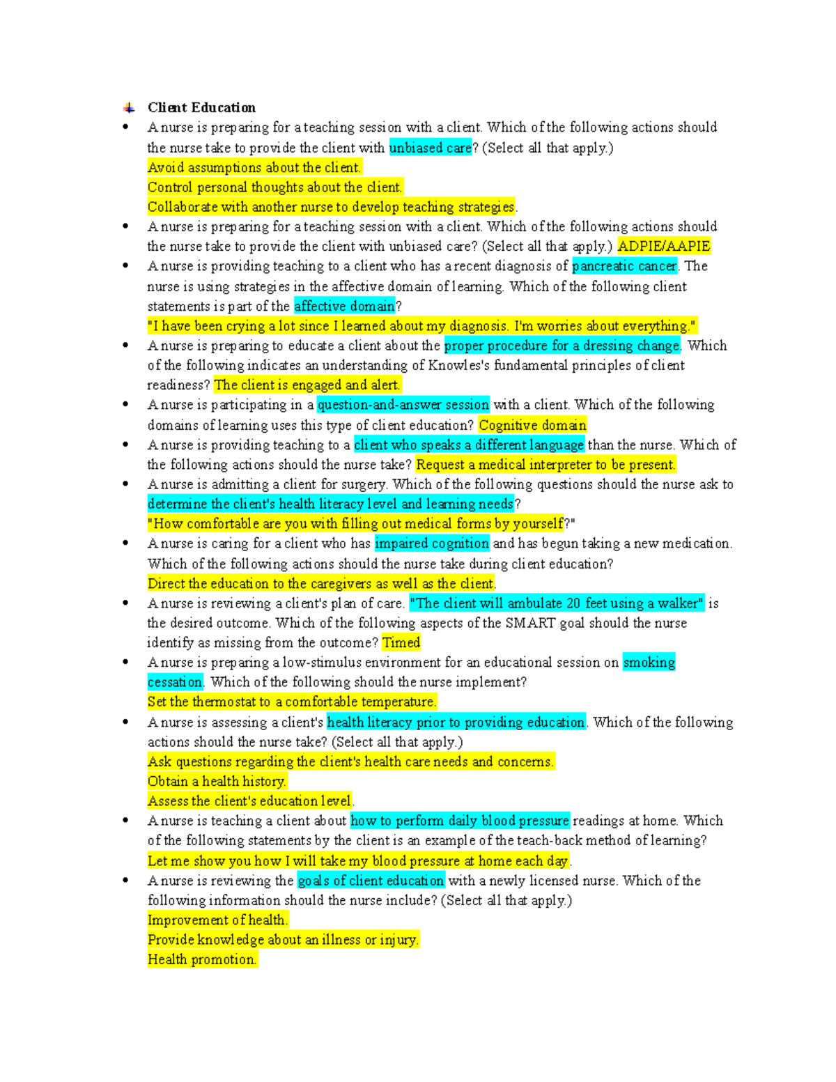 Client Education Strategies - Week 2 Overview and Insights - Studocu