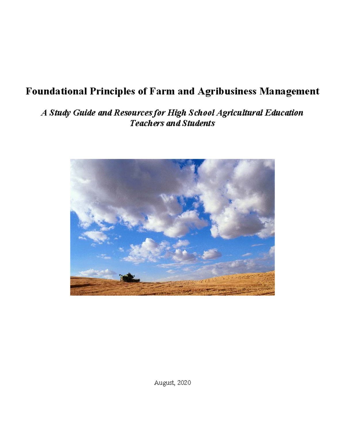 Foundational Principles of Farm & Agribusiness Management Study Guide ...