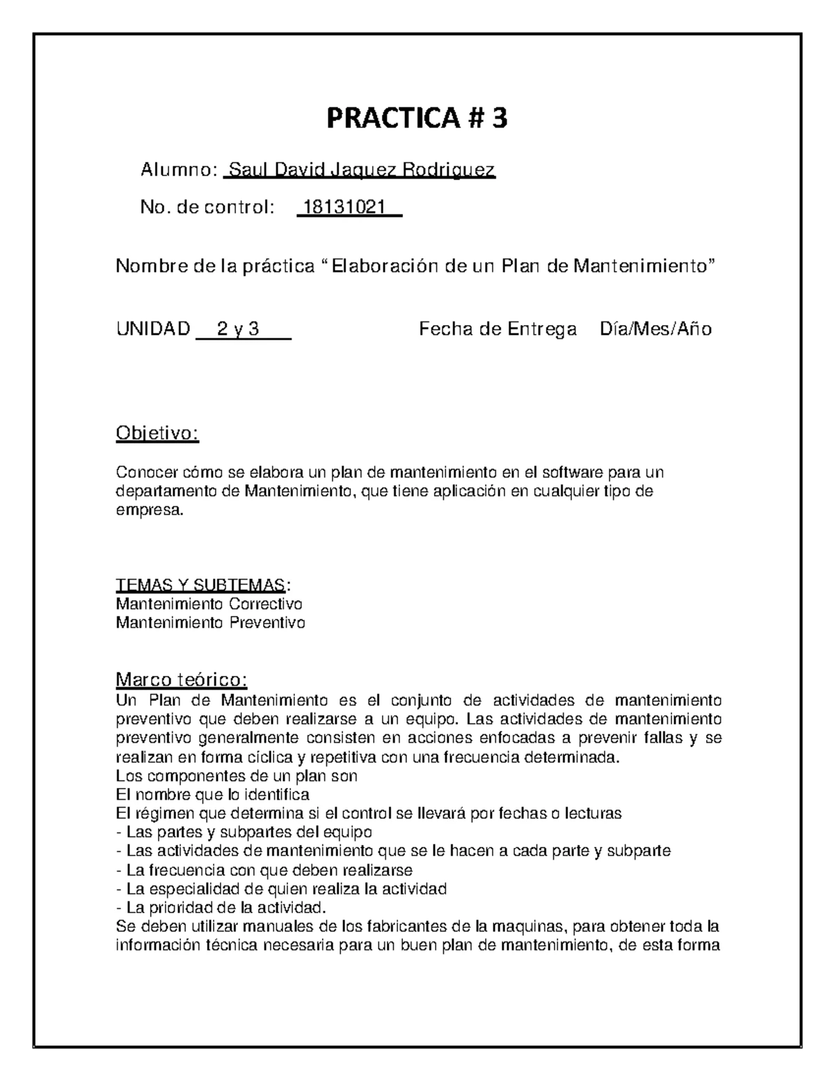 Práctica 4: Uso de la Librería del Software MP8 en Mantenimiento - Studocu