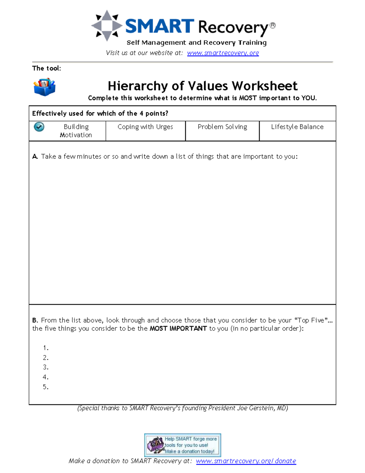 Hierarchy of Values Worksheet: Discover Your Priorities - Studocu