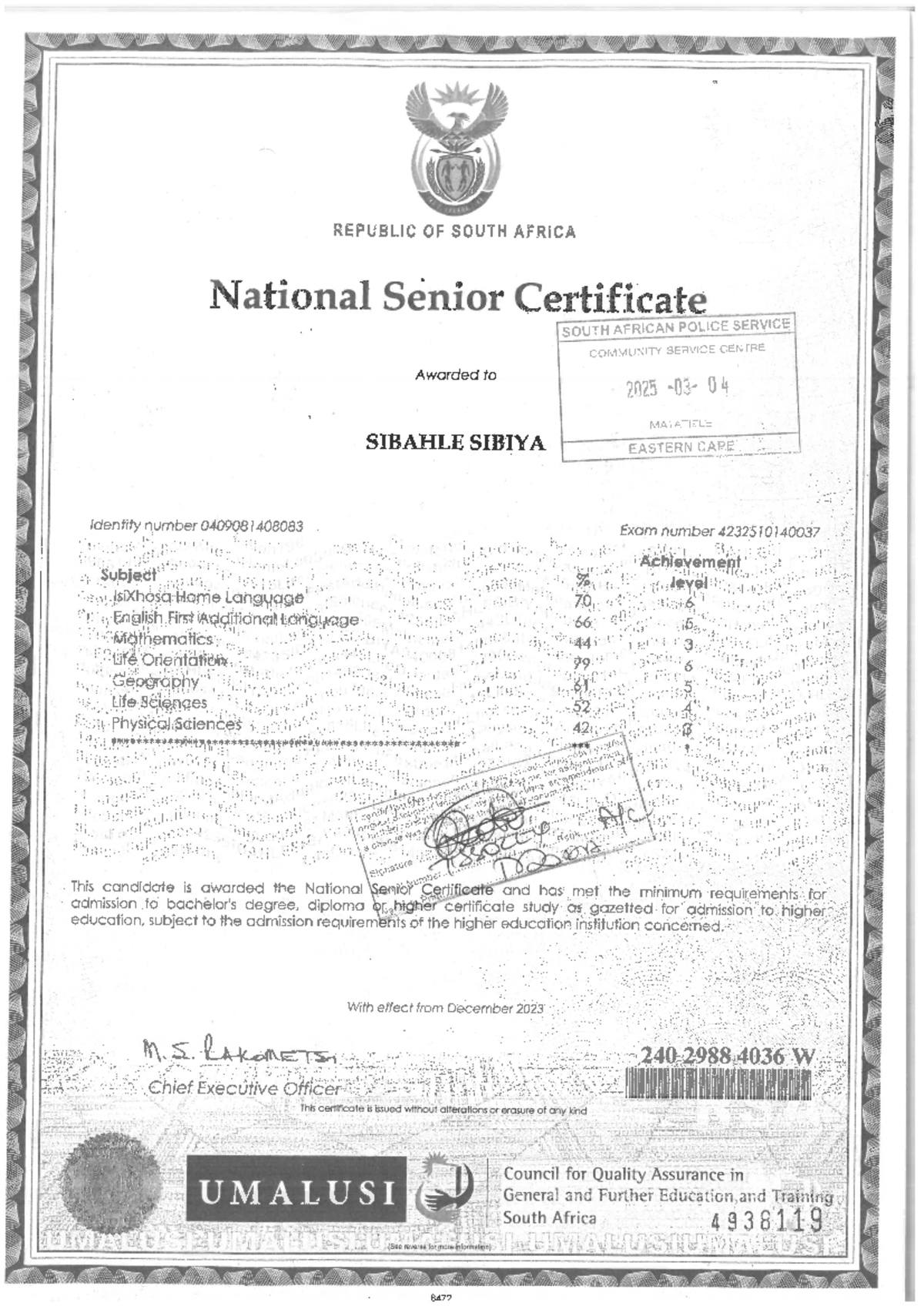 SKM C55825030410551 - NONE - REPUBLIC OF SOUTH AFRICA National Senior ...