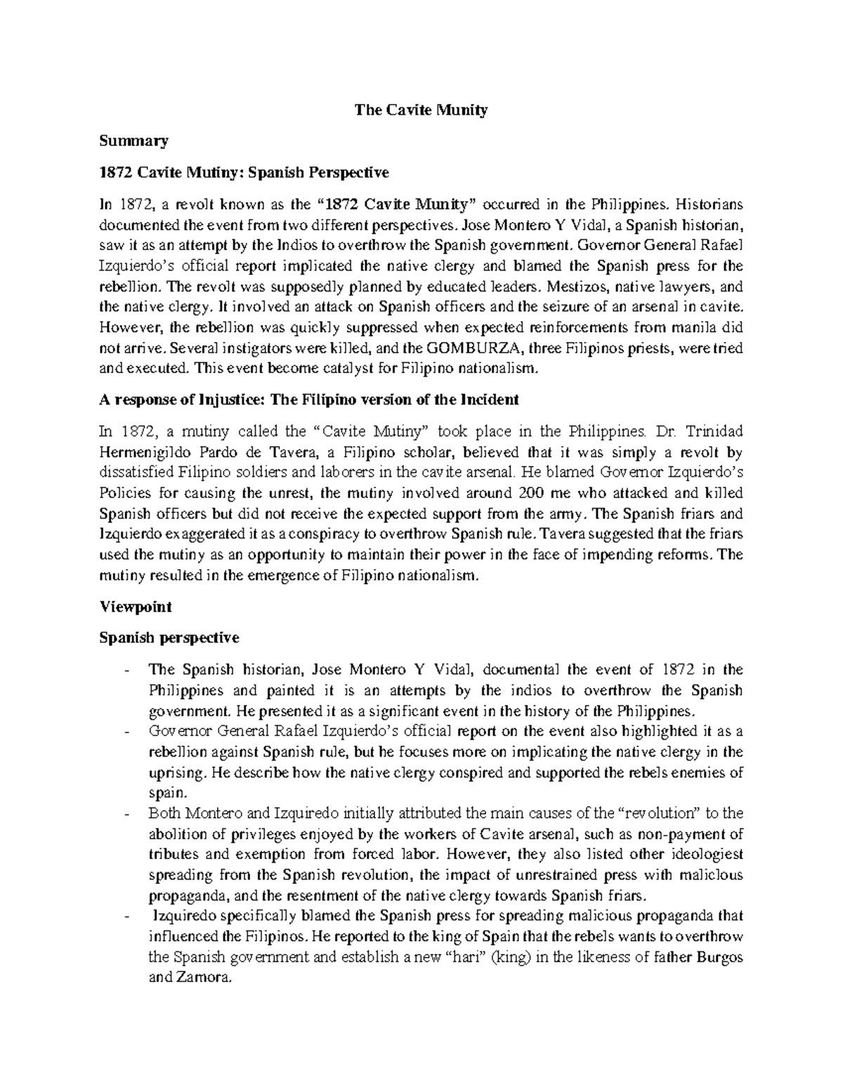 The Cavite Munity - gfiurfyuk - The Cavite Munity Summary 1872 Cavite ...