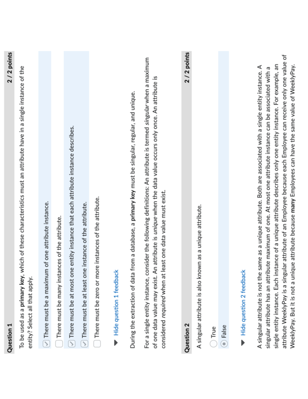 DAD 220 Quiz on Primary Keys and Attributes in Databases - Studocu
