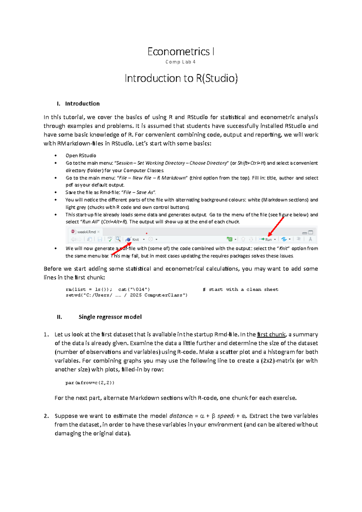 Ectrics 1 Comp Lab 4 - RStudio Basics for Econometrics Analysis ...