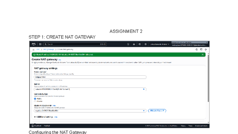 AWS NAT Gateway & Lambda Function Config - Assignment 2 - Studocu