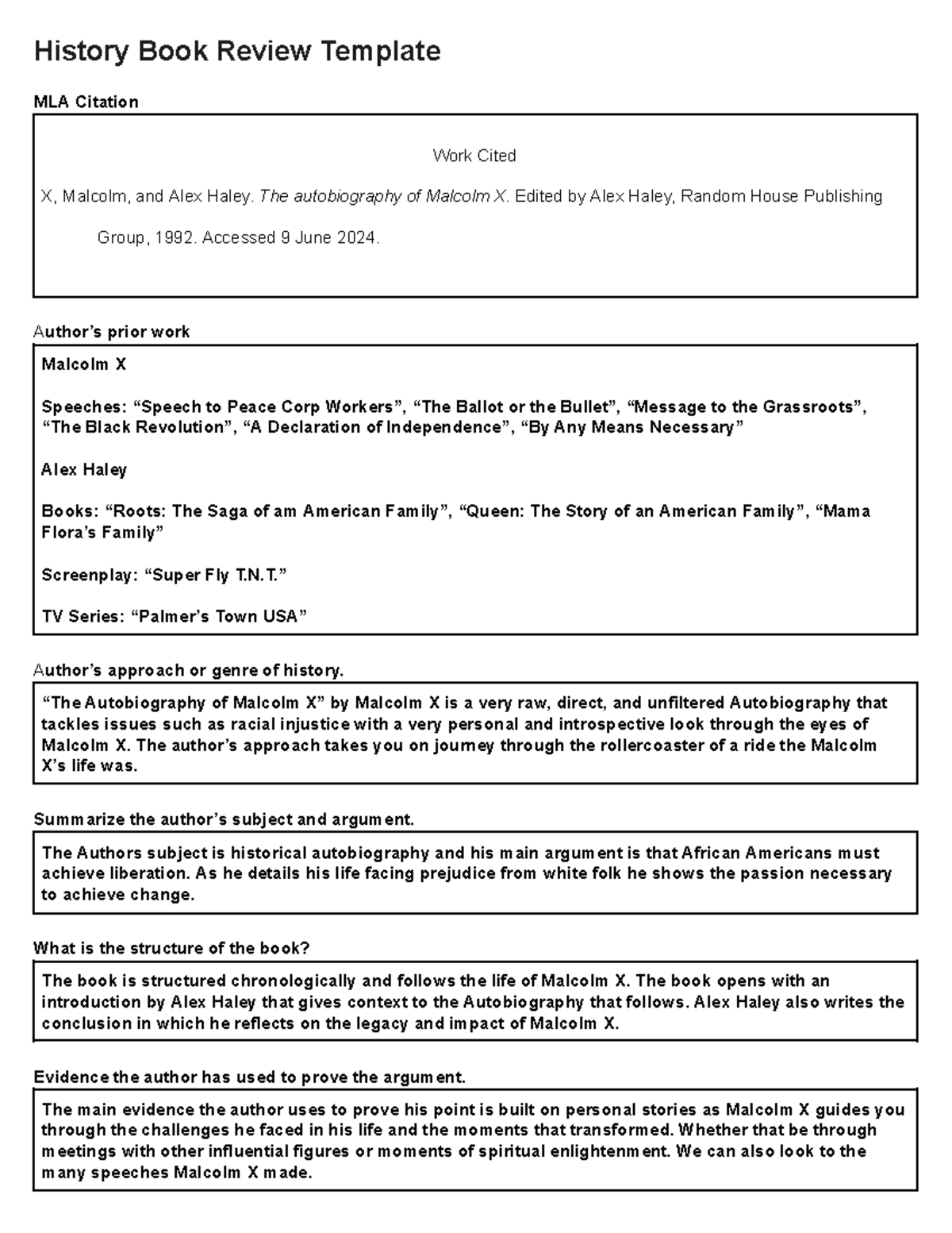 History Book Review: The Autobiography of Malcolm X (MLA Citation ...