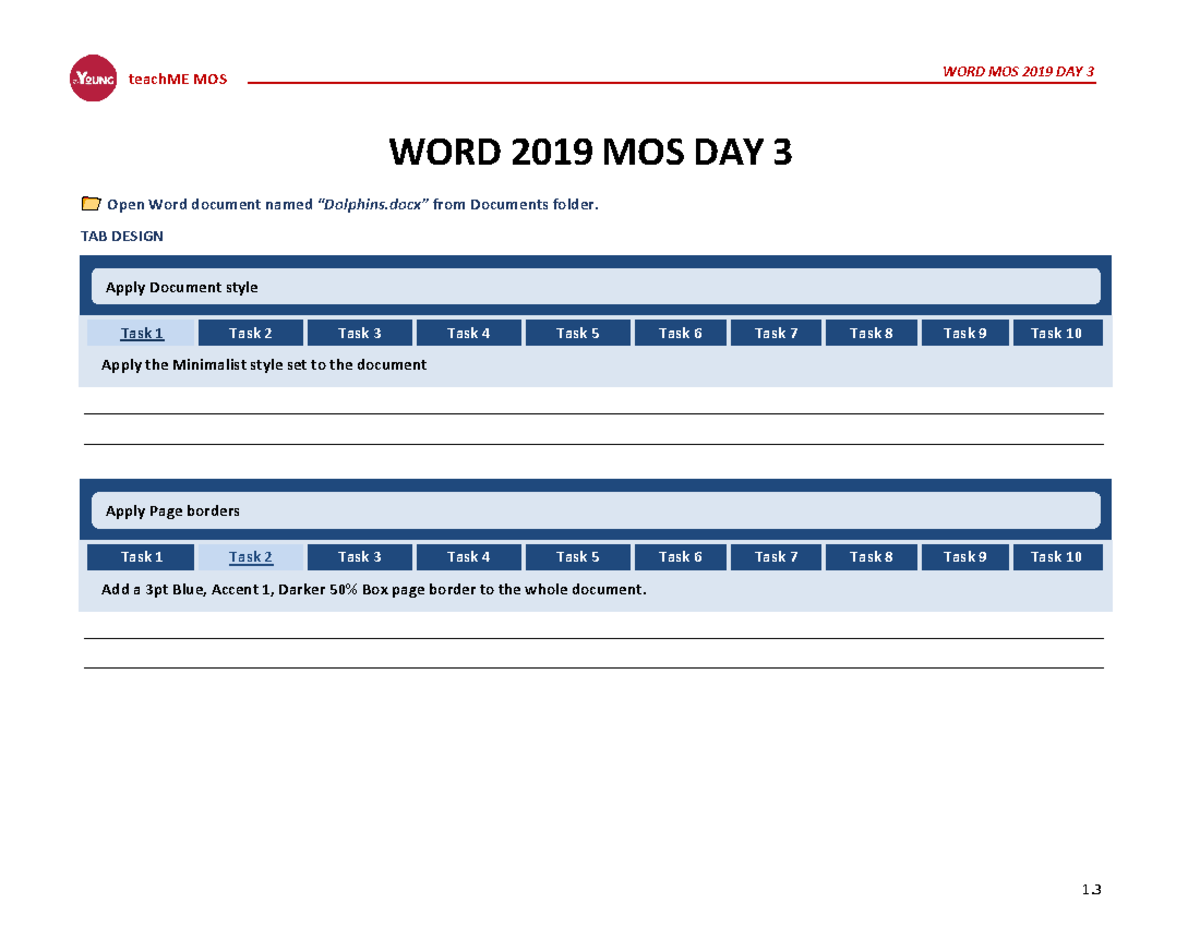 WORD MOS 365/2019 Day 3: Document Formatting & Layout Tasks - Studocu