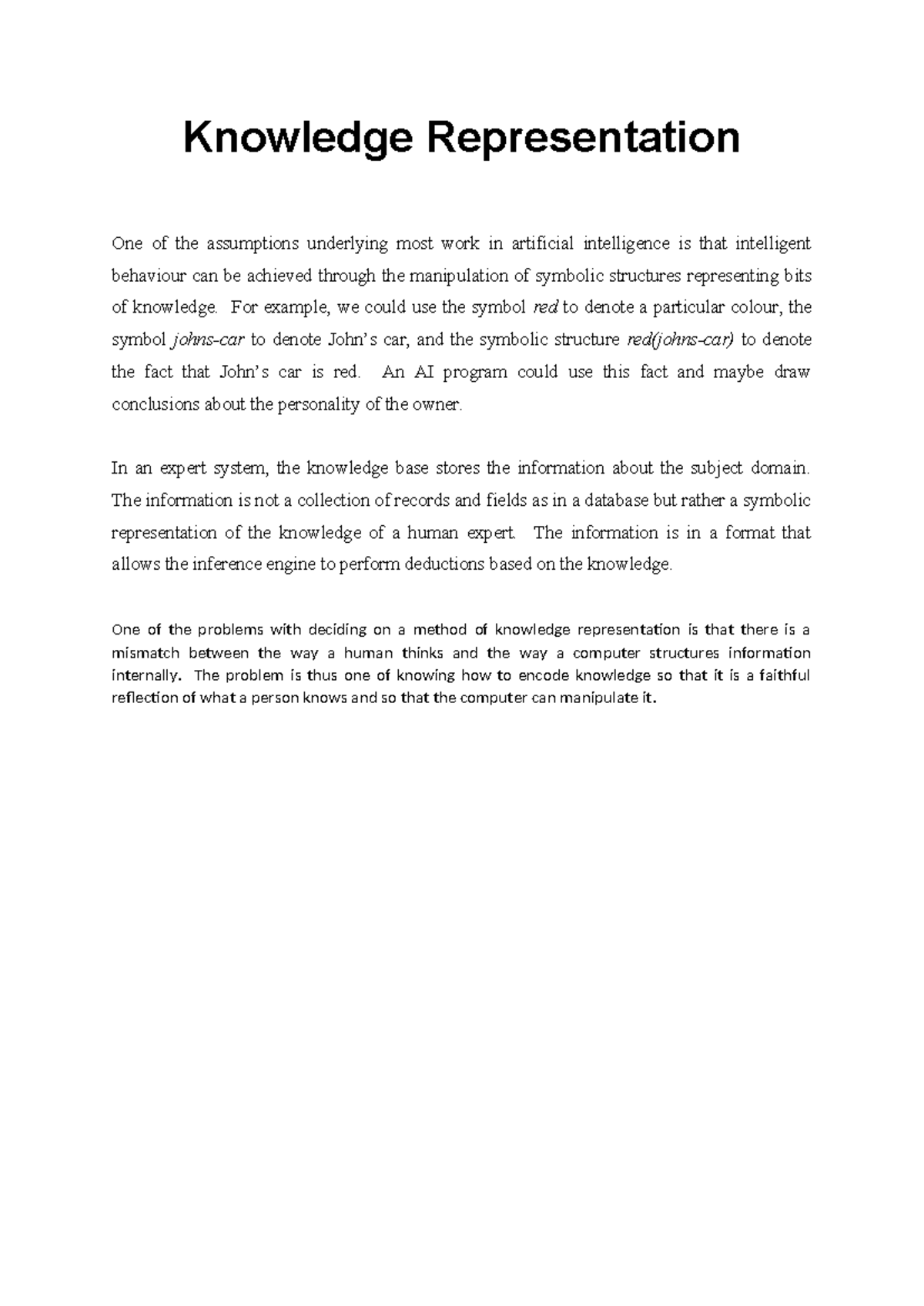2 - Knowledge Representation - Knowledge Representation 1. KNOWLEDGE ...