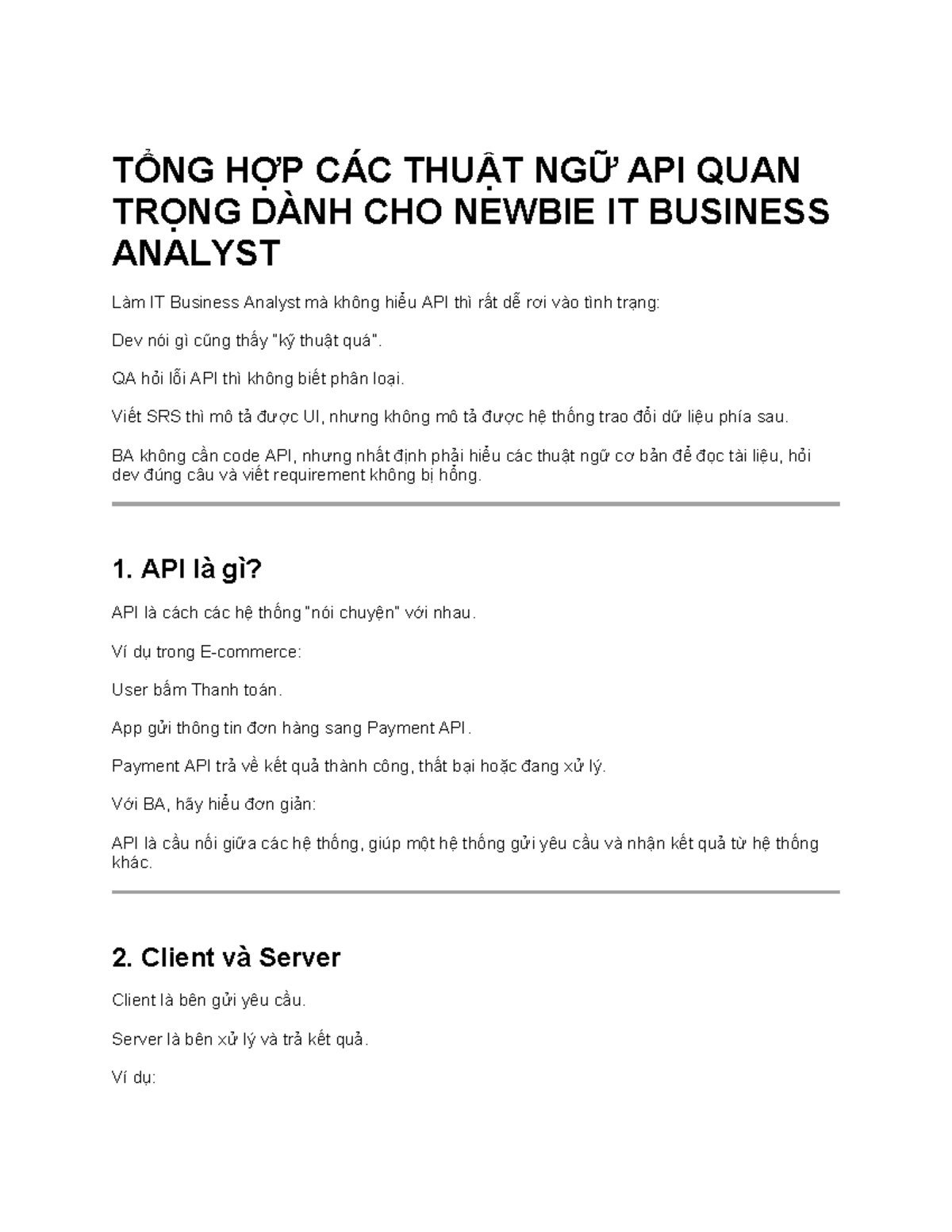 TỔNG HỢP THUẬT NGỮ API CHO NEWBIE IT BUSINESS ANALYST - Studocu