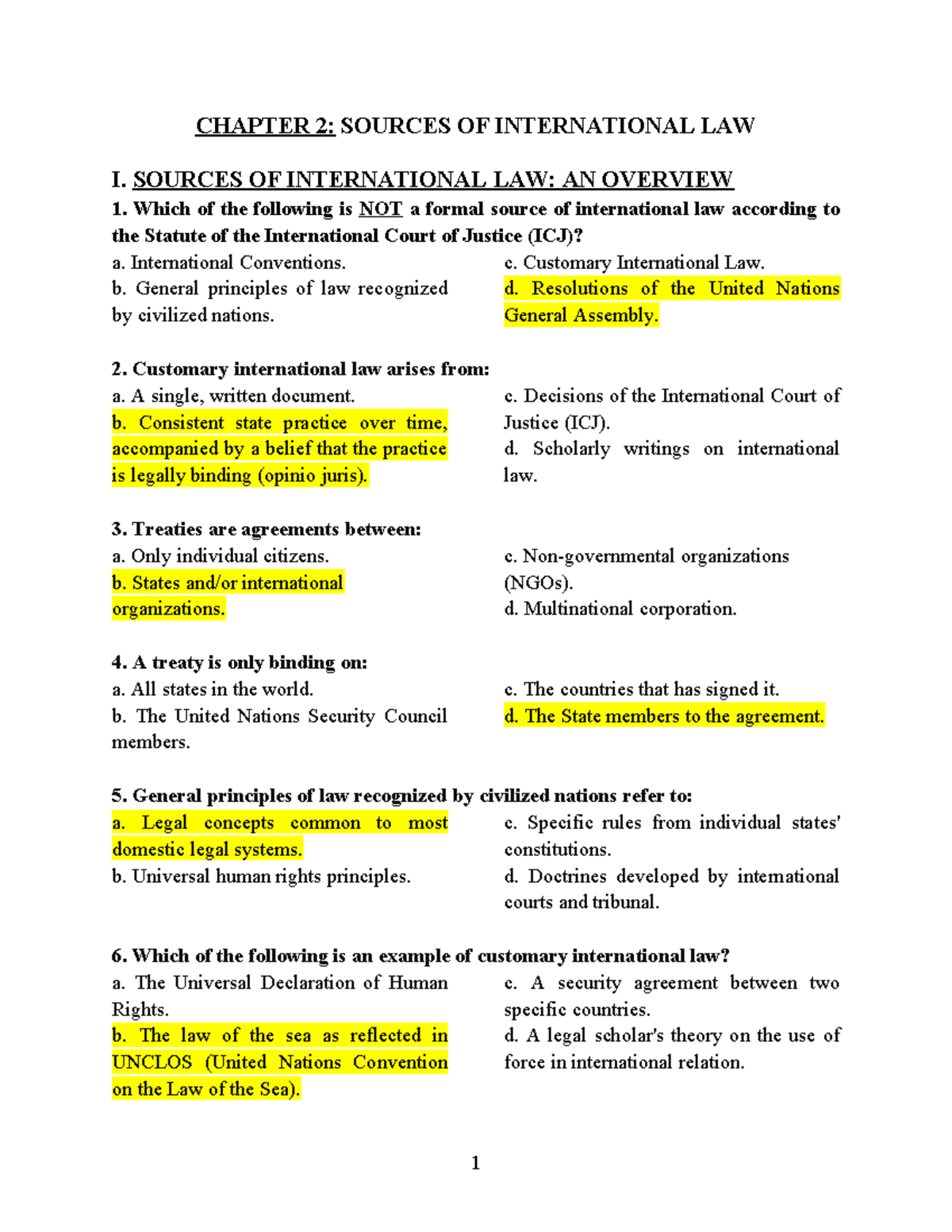 Chapter 2 - Sources of International Law Overview - Group 2 - Studocu