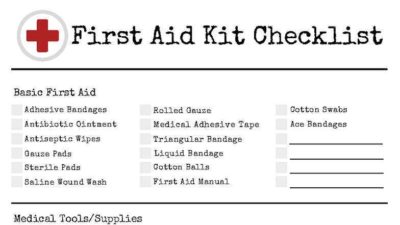 DIY First Aid Kit Checklist - everharc First Aid Kit Checklist Basic ...