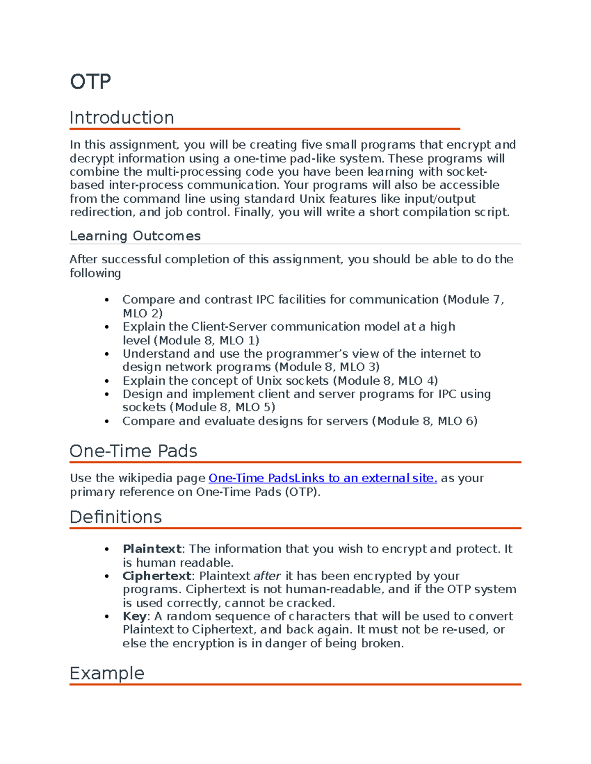 OTP CS344 - One-Time Pad Assignment: Encryption and Decryption - Studocu