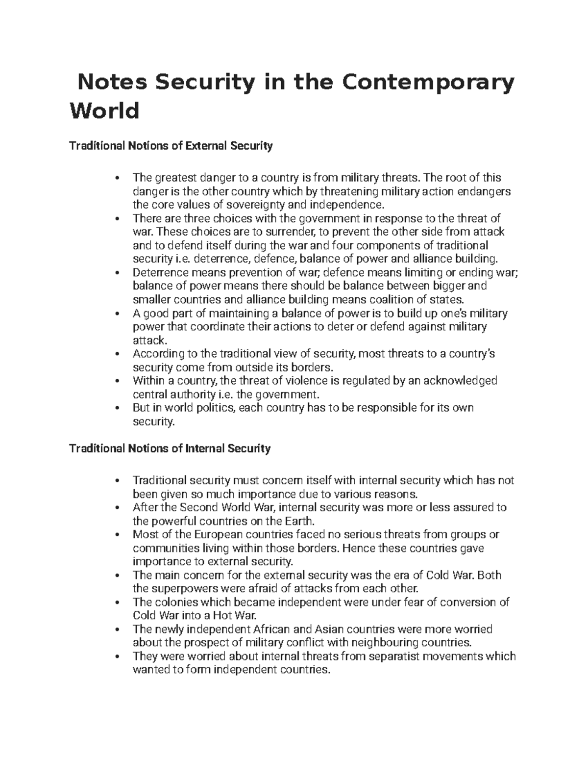 Security in the Contemporary World: Traditional and New Threats - Studocu
