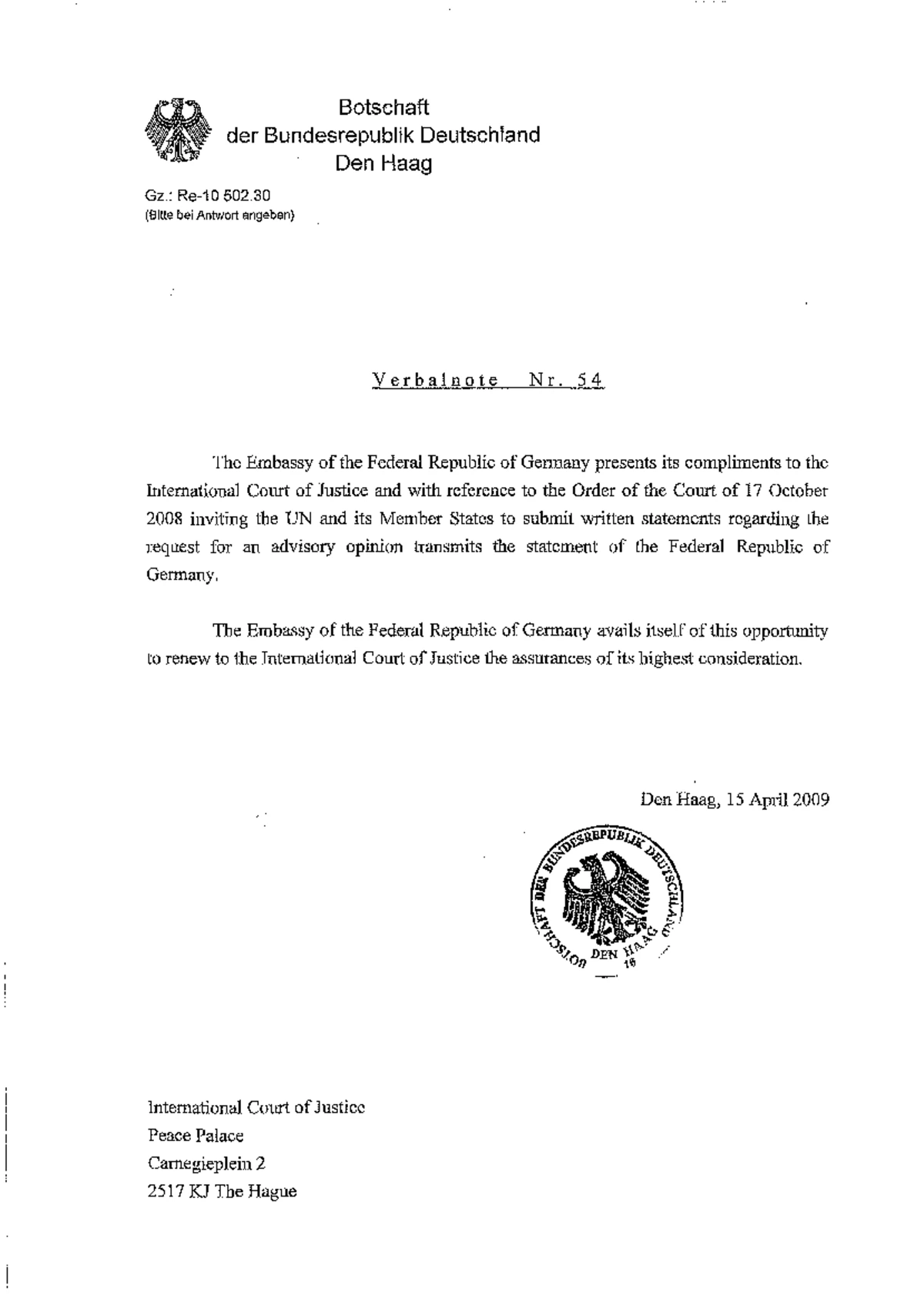 15630 - law - HM5013- Attached: EMBASSY OF FINLAND THE HAGUE VERBAL ...