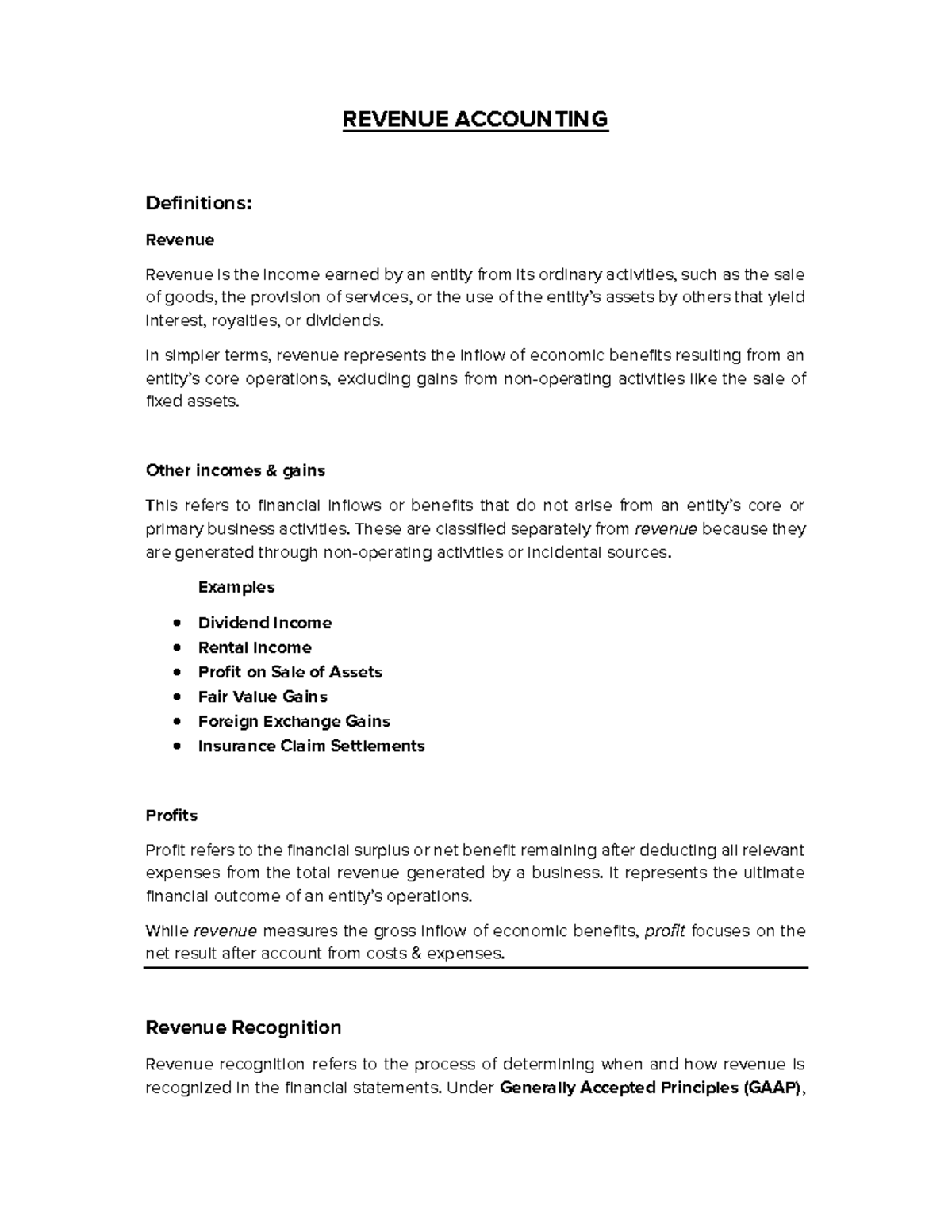 Revenue Accounting Concepts and Recognition (ACCT 101) - Studocu