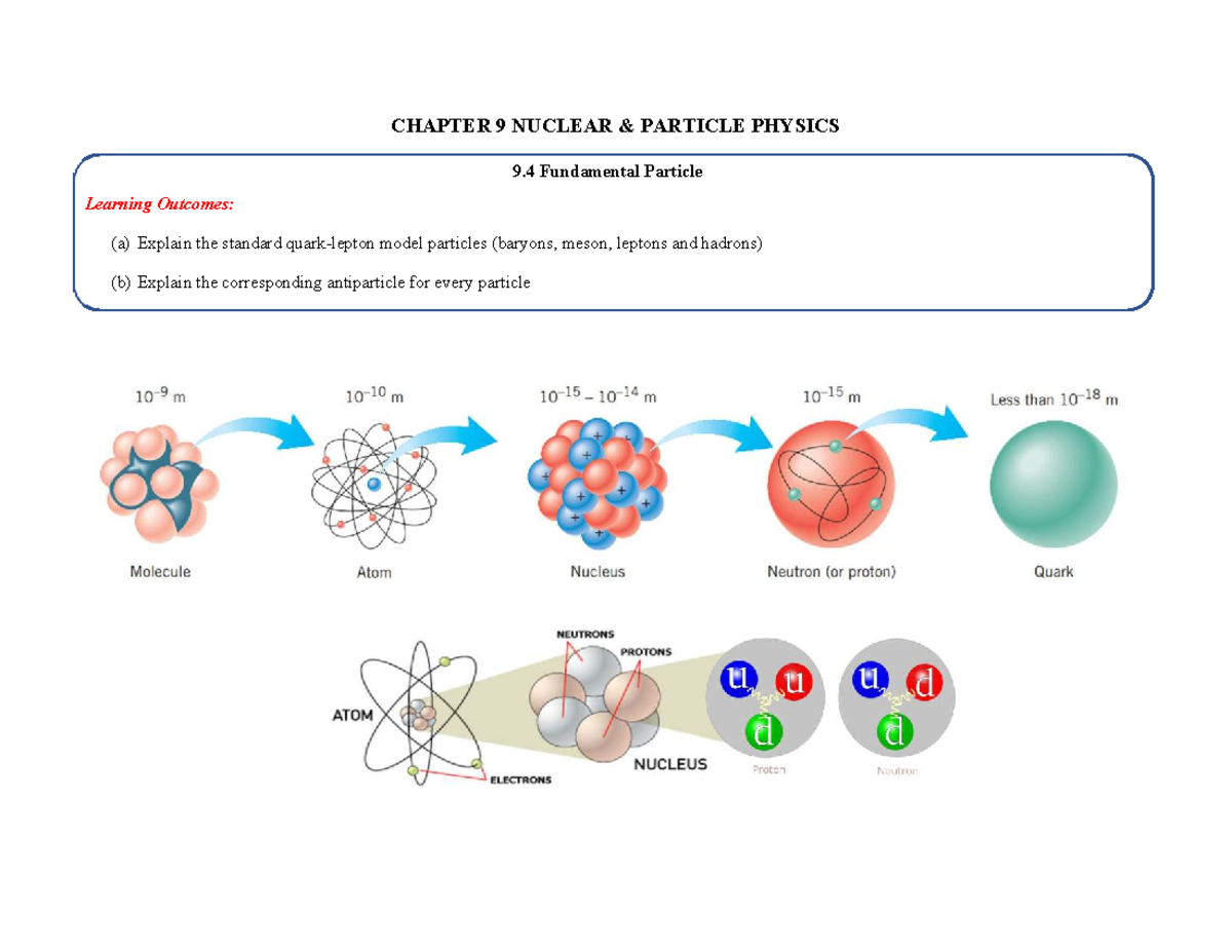 CHAPTER 9 NUCLEAR PARTICLE PHYSICS: FUNDAMENTAL PARTICLES ...